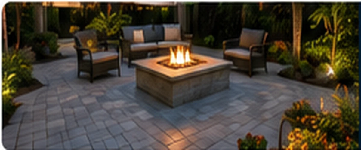 Finished outdoor paver living area