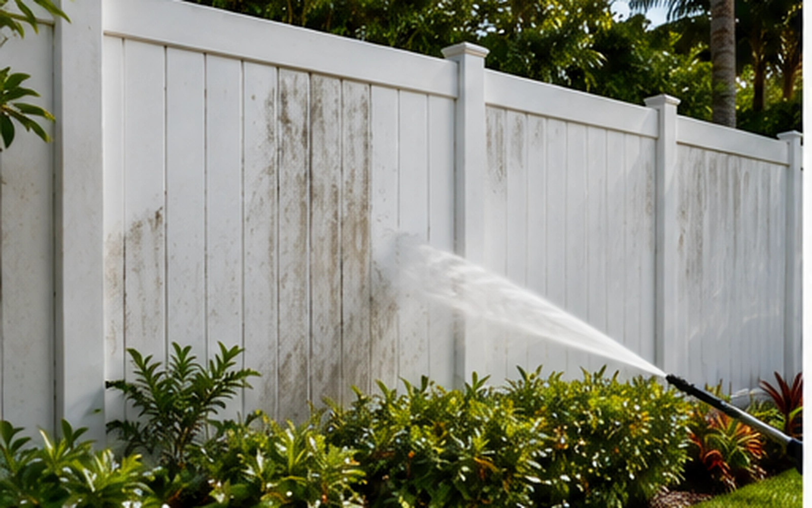 Clean fence and exterior wall