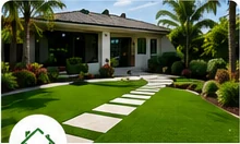 Artificial turf front and back yard